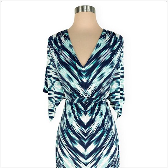 Tommy Bahama Long Beach Wind Maxi Dress Tropical Ocean Deep Color Navy Teal S - Picture 3 of 7